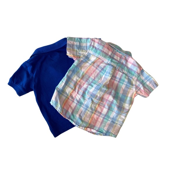 Children’s Place SS Shirts (2) 18-24 Mo 1)Royal Blue 2)Pastel Plaid /Worn Once - Picture 2 of 7